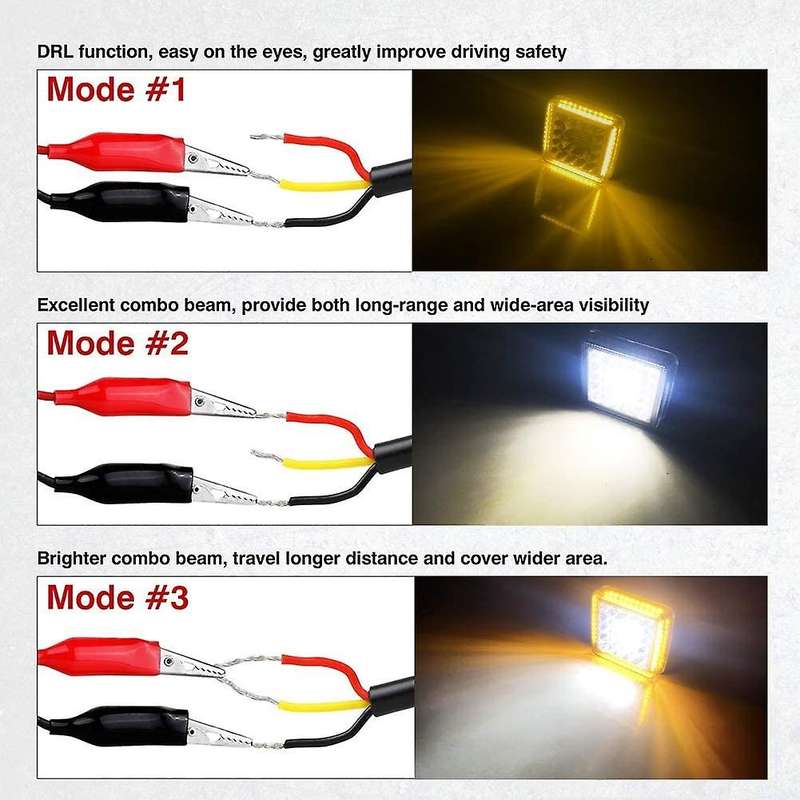 Square Work Light, LED Strip Light, 4-Inch Beam Side Spotlight, with 16 LED Light for Off-Road Truck