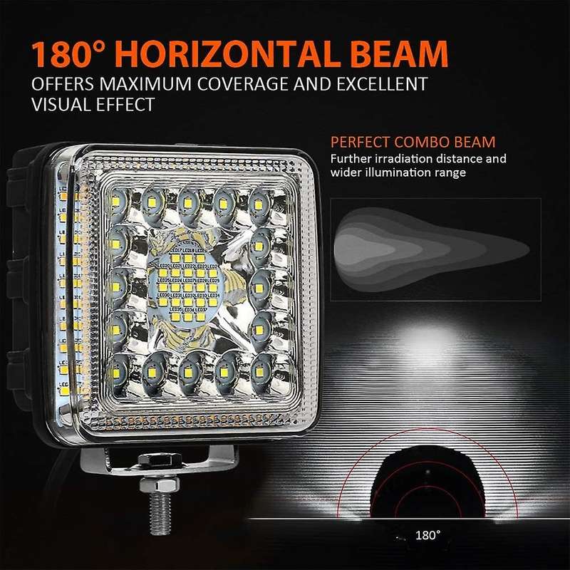 Square Work Light, LED Strip Light, 4-Inch Beam Side Spotlight, with 16 LED Light for Off-Road Truck