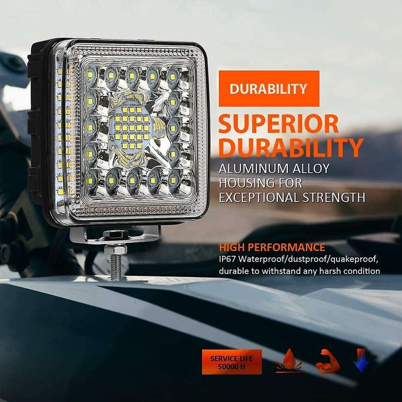 Square Work Light, LED Strip Light, 4-Inch Beam Side Spotlight, with 16 LED Light for Off-Road Truck
