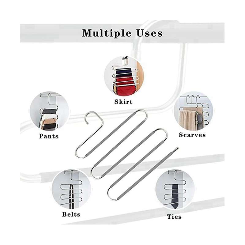 S-shaped Pants Hanger Stainless Steel Hanger Closet Organizer Pants Jeans Scarf Pants Tie Towel