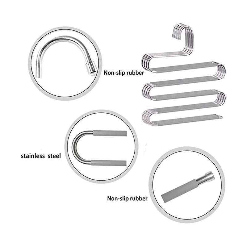 S-shaped Pants Hanger Stainless Steel Hanger Closet Organizer Pants Jeans Scarf Pants Tie Towel