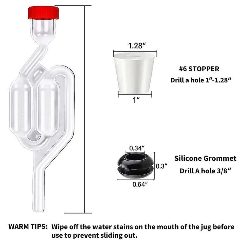 S-Shape Airlocks Homebrew Bubble Airlock Carboys Stopper & Fermenter Seal Valve with Food Grade Grom