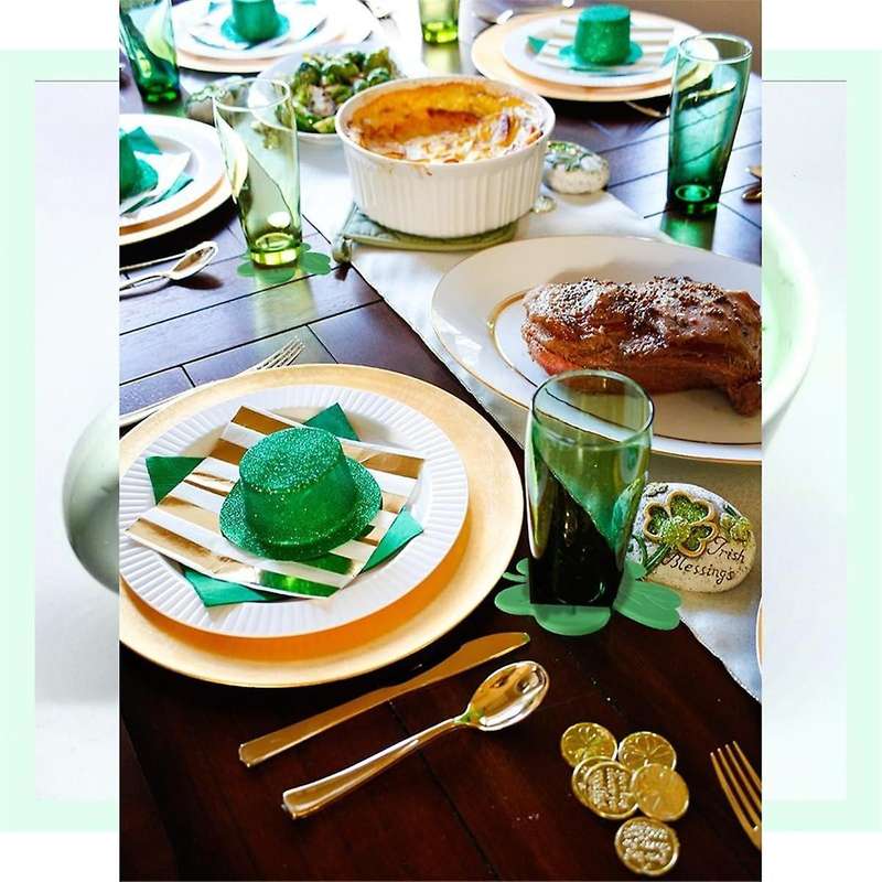 St. 'S Day Drink Coasters Shamrock Irish Green Absorbent Cup Coaster Tabletop for Home Office Party