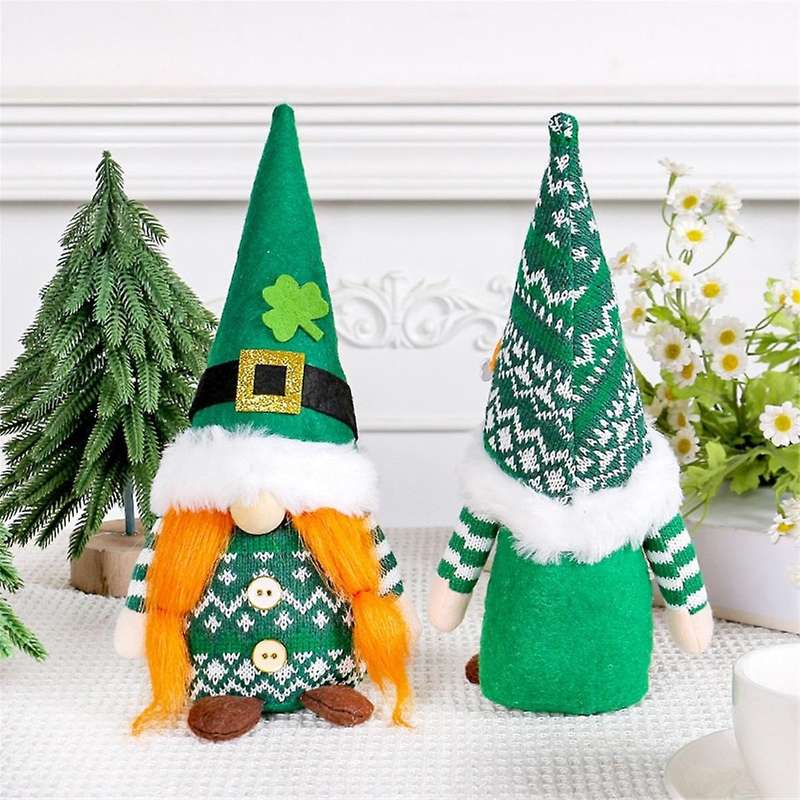 St Patricks Day Gnomes Set of 2 St 'S Day Gifts, Faceless Elderly Irish Festisval Hanging Ornament