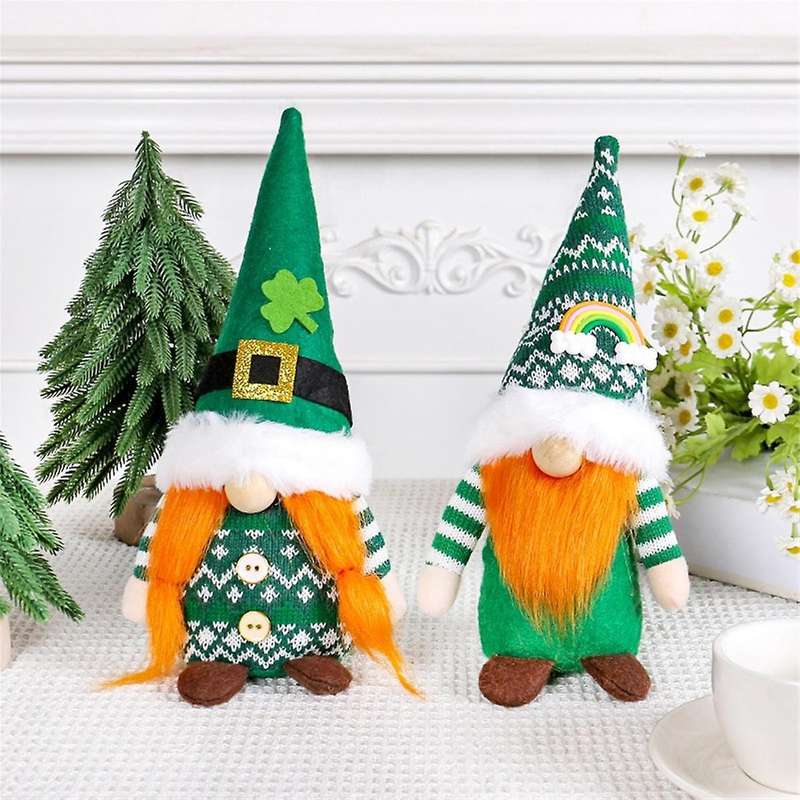 St Patricks Day Gnomes Set of 2 St 'S Day Gifts, Faceless Elderly Irish Festisval Hanging Ornament