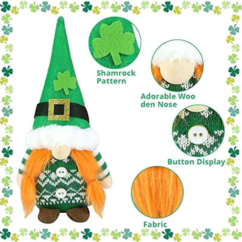 St Patricks Day Gnomes Set of 2 St 'S Day Gifts, Faceless Elderly Irish Festisval Hanging Ornament