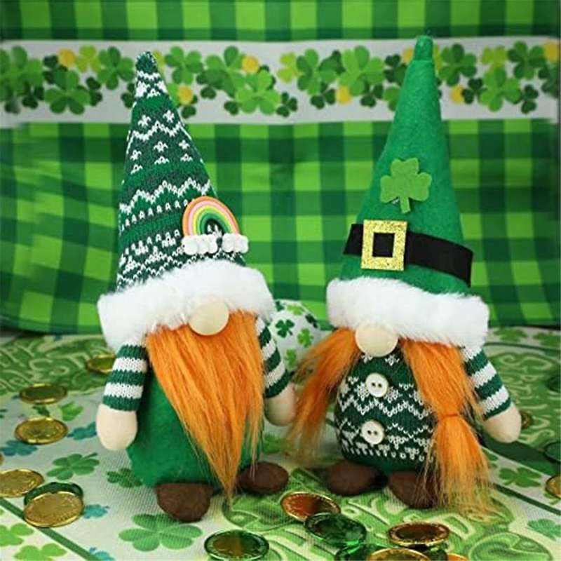 St Patricks Day Gnomes Set of 2 St 'S Day Gifts, Faceless Elderly Irish Festisval Hanging Ornament