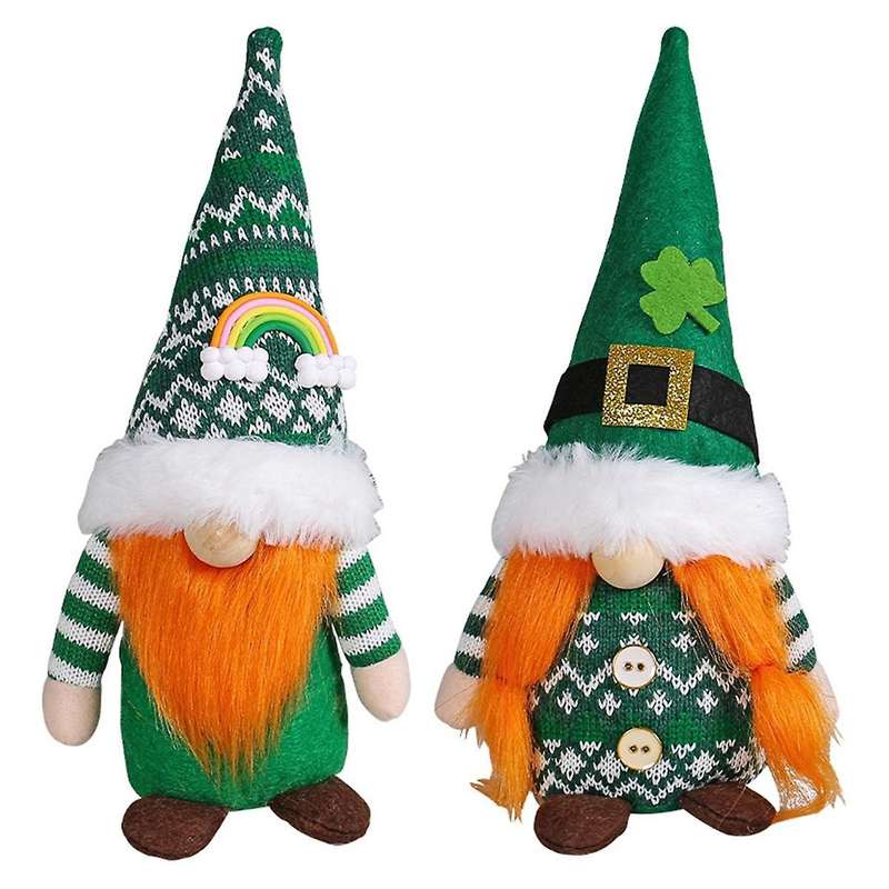 St Patricks Day Gnomes Set of 2 St 'S Day Gifts, Faceless Elderly Irish Festisval Hanging Ornament