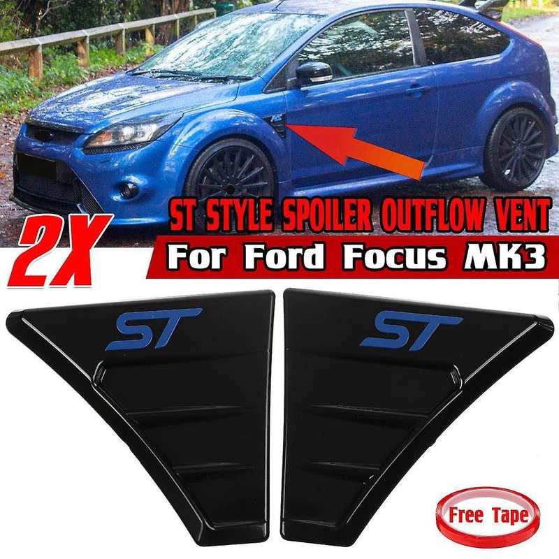 ST Style Car Side Vent Spoiler Outflow Vent Side Vent Air Flow Wing Cover Trim for Focus MK3