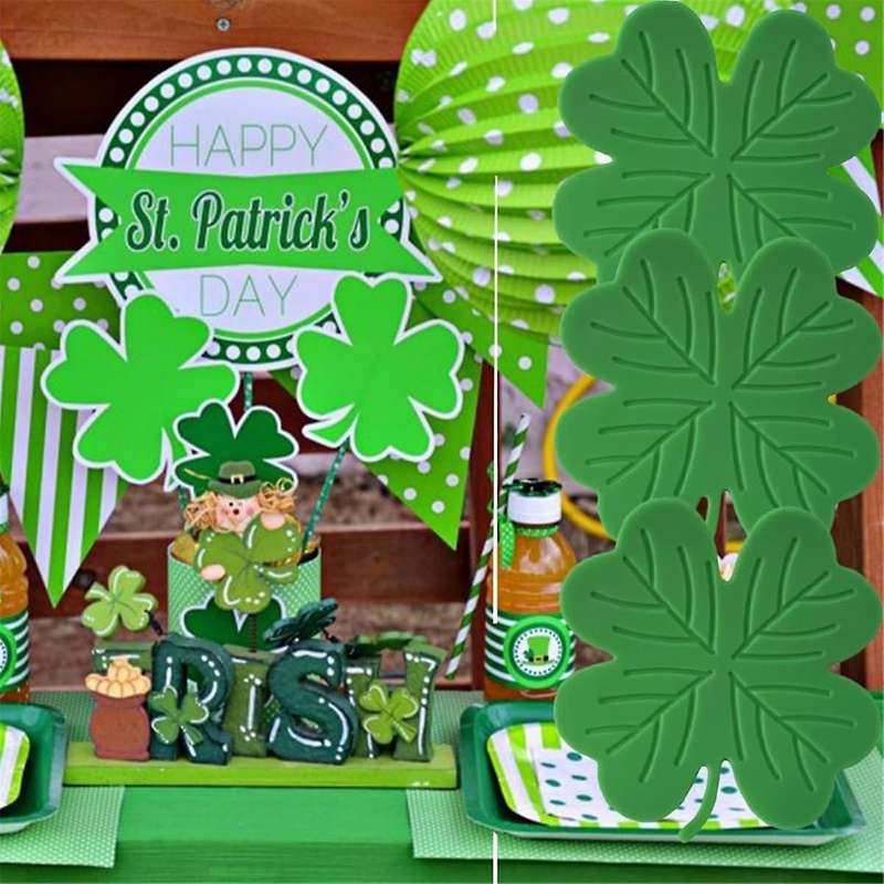 St. 'S Day Drink Coasters Shamrock Irish Green Absorbent Cup Coaster Tabletop for Home Office Party