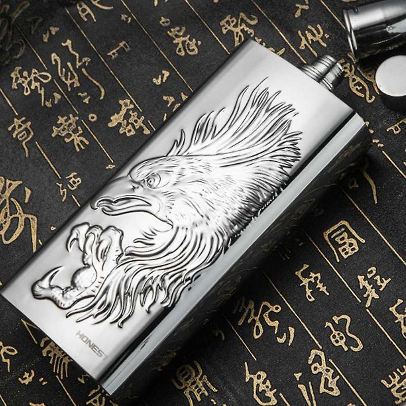 Stainless Steel 304 Hip Flask 17Oz Whiskey Pot Alcohol Container Whiskey Flask Outdoor Wine Liquor B