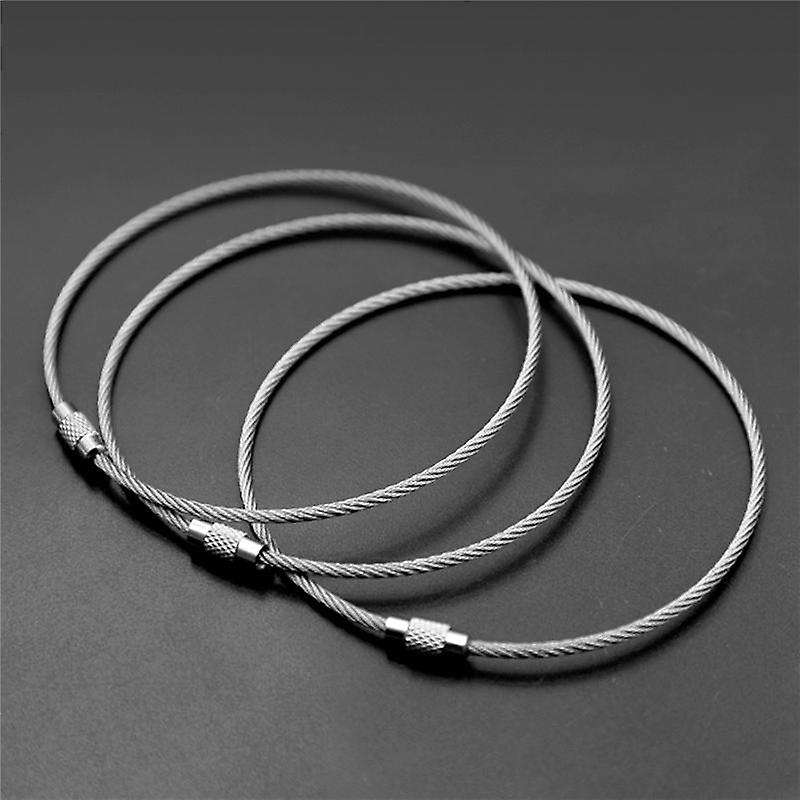 Stainless Steel 20cm Wire Keychain Cable Key Ring (50pcs)