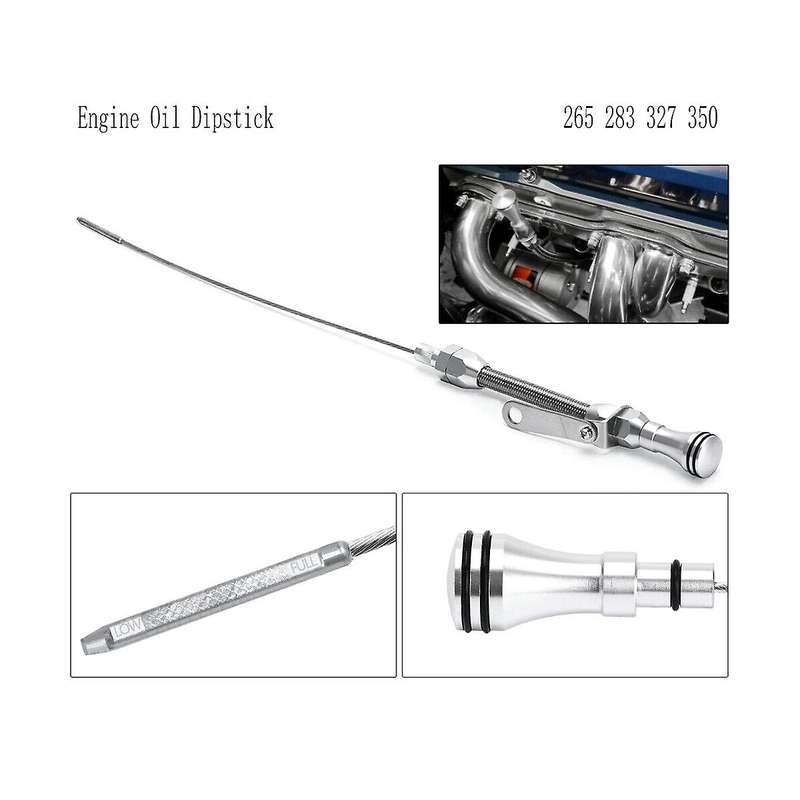 Stainless Braided Firewall Flexible Dipstick Engine Oil Dipstick for -79 Early 265 283 327 350