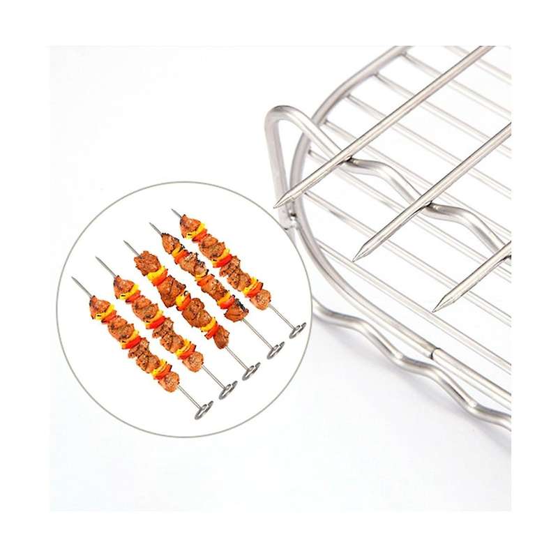Stainless Steel Airfryers Three Layer Rack Versatile Square Roasting Grill with Skewers Baking Tray