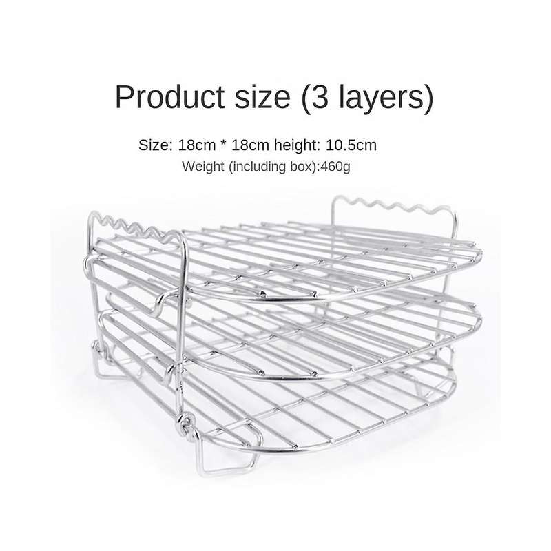 Stainless Steel Airfryers Three Layer Rack Versatile Square Roasting Grill with Skewers Baking Tray