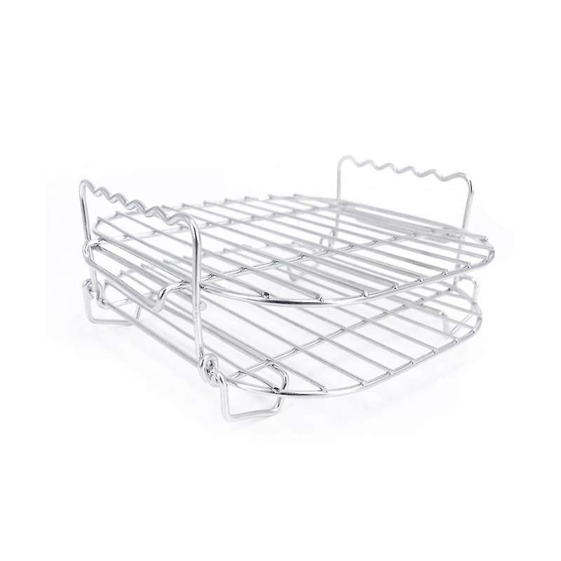 Stainless Steel Airfryers Double Layer Rack Versatile Square Roasting Grill with Skewers Baking Tray