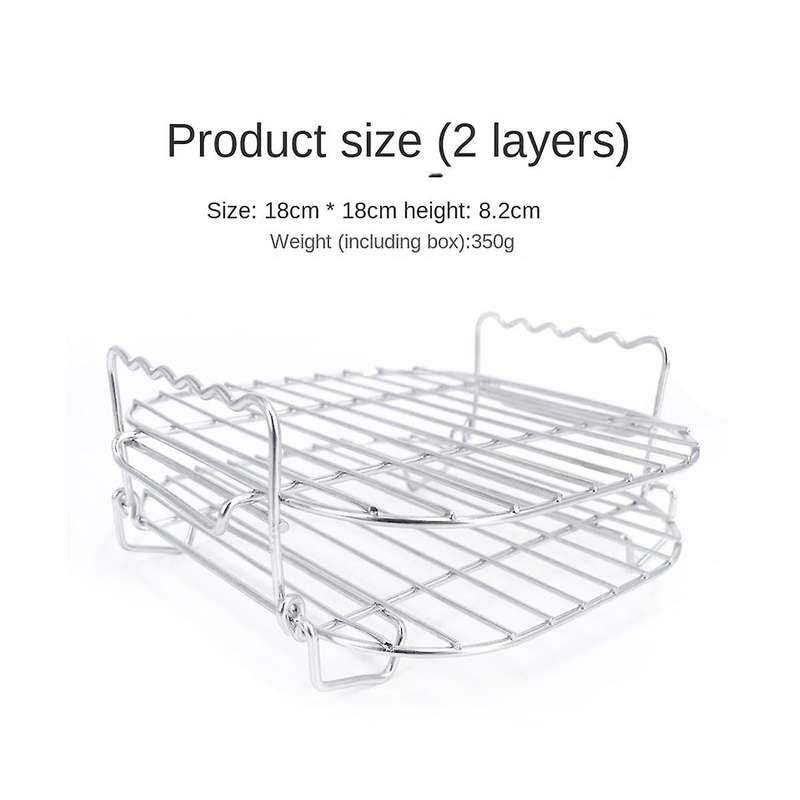 Stainless Steel Airfryers Double Layer Rack Versatile Square Roasting Grill with Skewers Baking Tray