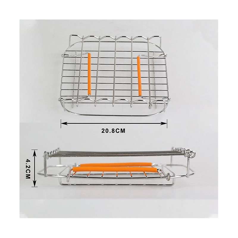 Stainless Steel Airfryer Grill Rack 8 Inch Versatile Square Roasting Grill with Skewers Baking Tray