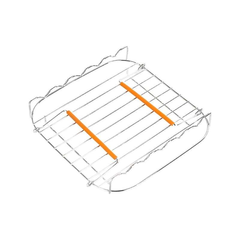 Stainless Steel Airfryer Grill Rack 8 Inch Versatile Square Roasting Grill with Skewers Baking Tray