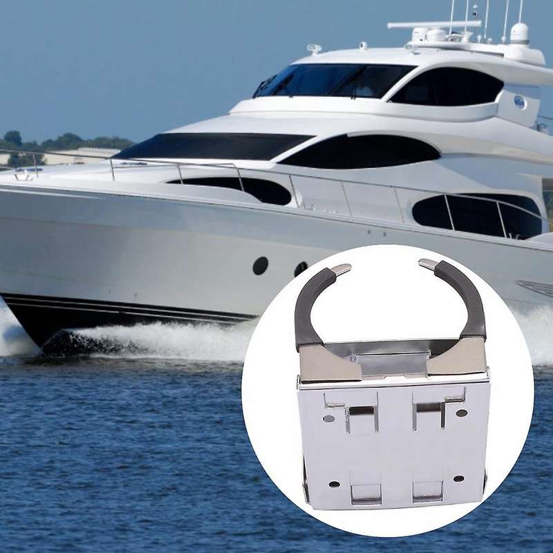 Stainless Steel Adjustable Folding Drink Holders Marine/Boat/Caravan/Car