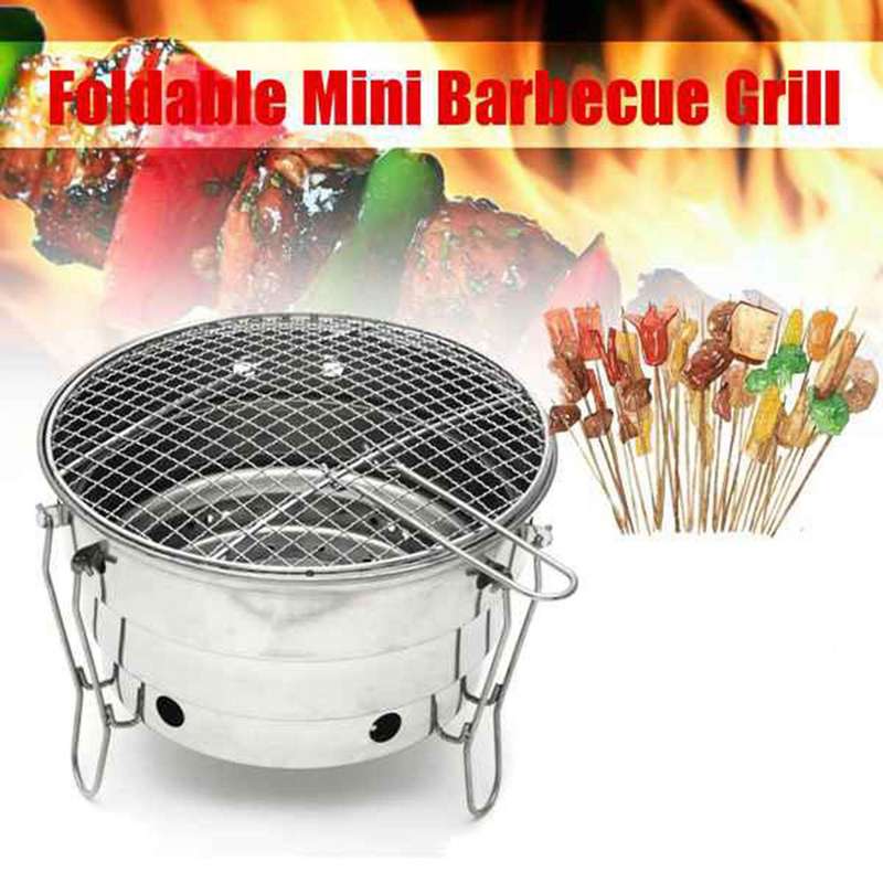 Stainless Steel Barbecue Charcoal Bbq Grill Foldable Portable Cooking Outdoor Camping Burner for Hom