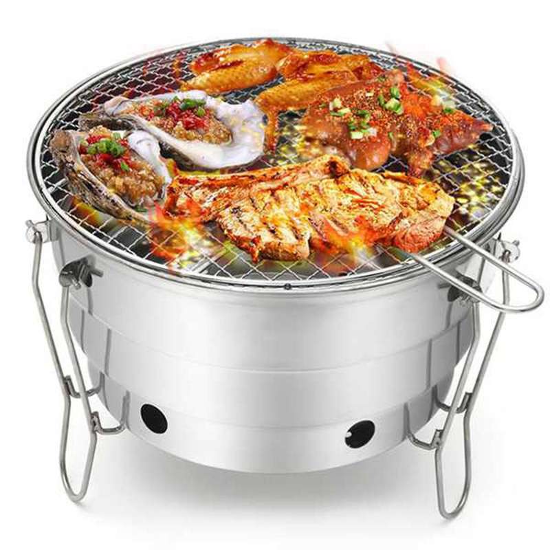 Stainless Steel Barbecue Charcoal Bbq Grill Foldable Portable Cooking Outdoor Camping Burner for Hom