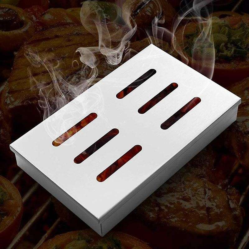 Stainless Steel Barbecue Smoking Box for Sawdust Barbecue Gas Barbecue Grill or Charcoal Barbecue A