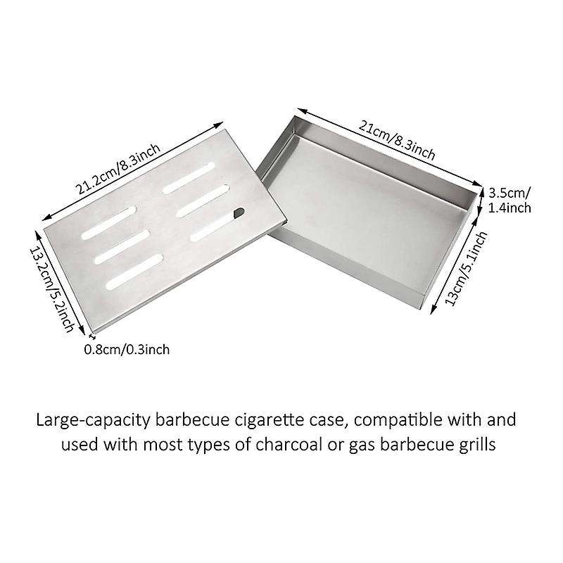 Stainless Steel Barbecue Smoking Box for Sawdust Barbecue Gas Barbecue Grill or Charcoal Barbecue A