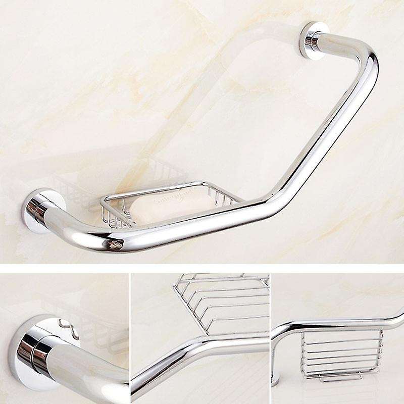 Stainless Steel Bathroom Grab Bar with Soap Holder Bathtub Safety Handle Bath Shower Tub Anti Slip H