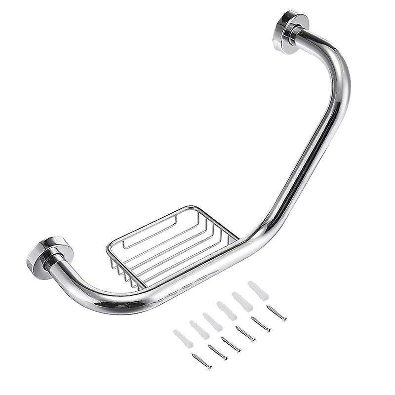 Stainless Steel Bathroom Grab Bar with Soap Holder Bathtub Safety Handle Bath Shower Tub Anti Slip H