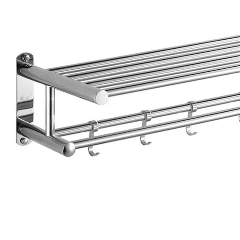 Stainless Steel Bathroom Towel Rack, Storage and Organization Wall-Mounted Towel Rack Wall Shelf