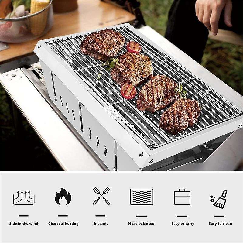 Stainless Steel Barbecue Outdoor Folding Portable Firewood Stove Charcoal Picnic Barbecue Rack