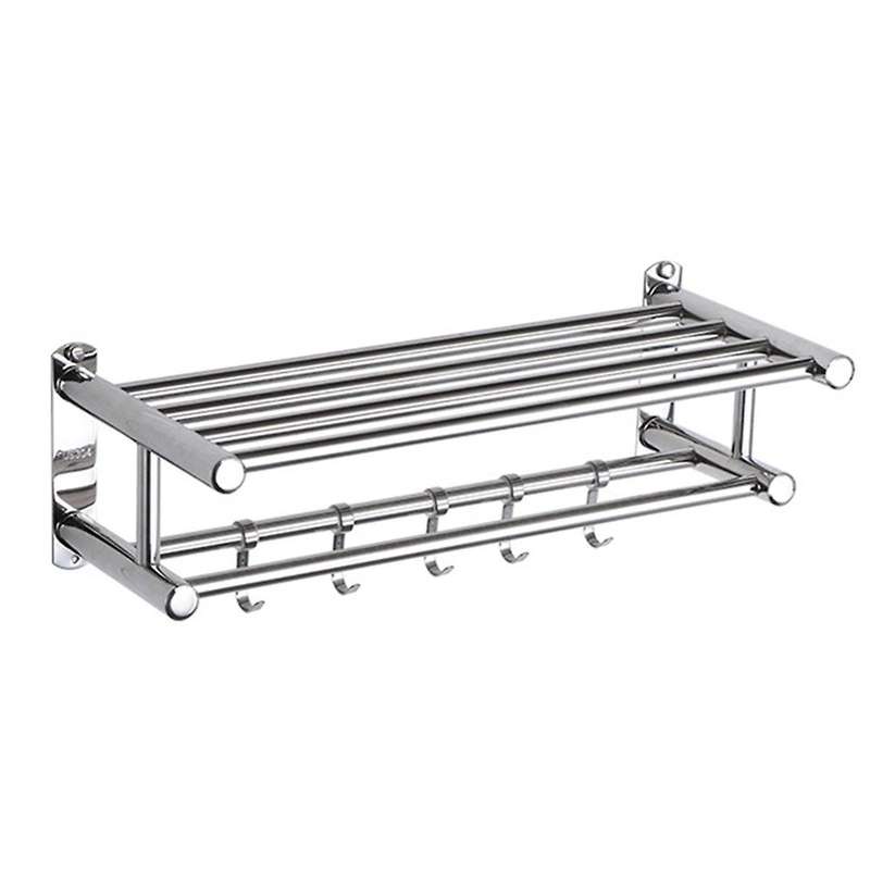 Stainless Steel Bathroom Towel Holder Storage Organizer Shelf Wall Mounted Towel Rack Home Hotel Wal