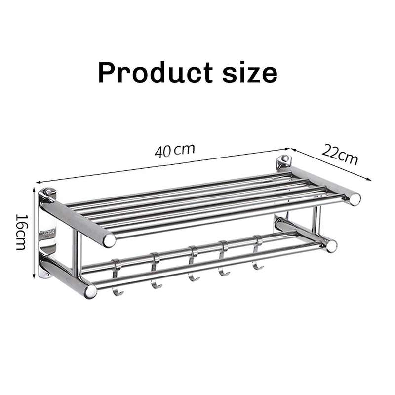 Stainless Steel Bathroom Towel Holder Storage Organizer Shelf Wall Mounted Towel Rack Home Hotel Wal
