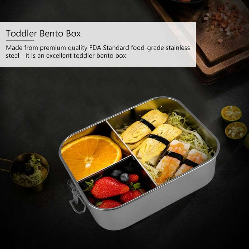 Stainless Steel Bento Box Lunch Container,3-Compartment 1400 Ml
