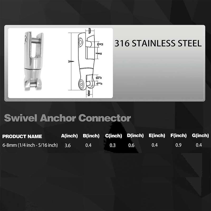 Stainless Steel Boat Anchor Swivel Connector Marine Grade Heavy Duty Anchor Chain Swivel (1/4inch-5/