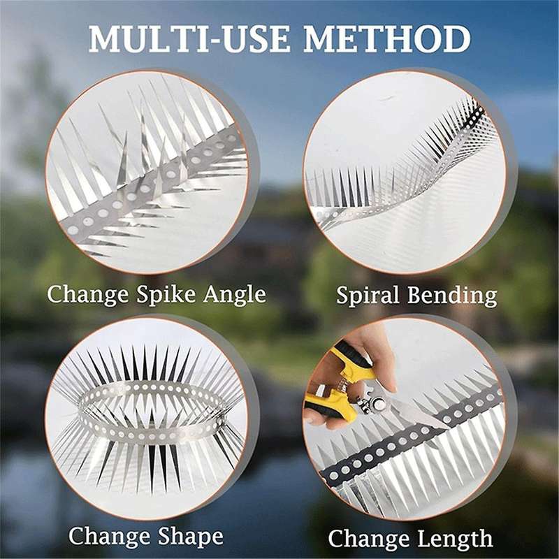 Stainless Steel Bird Spikes for Pigeons and Small Birds, Suitable for Roof Windowsills Fences Walls