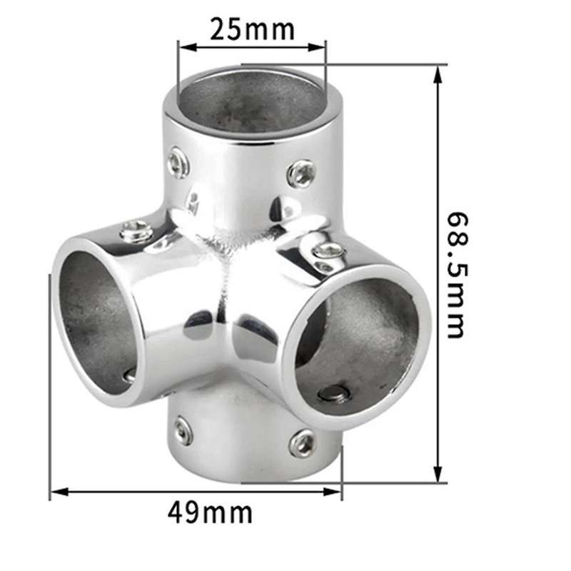 Stainless Steel Boat Tube Pipe 4 Way Connector for Ocean Yacht Dock Outdoor Awning Tube Fastener