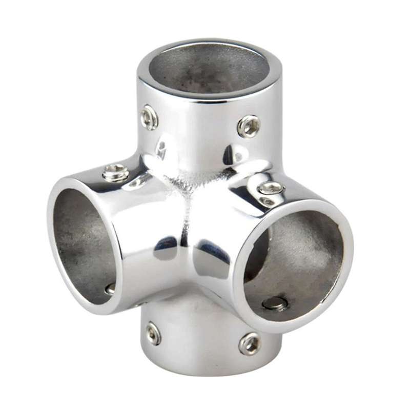 Stainless Steel Boat Tube Pipe 4 Way Connector for Ocean Yacht Dock Outdoor Awning Tube Fastener