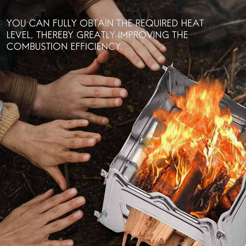 Stainless Steel Camping Stove Portable Foldable Wood Burning Backpacking Stove for Outdoor Camping,