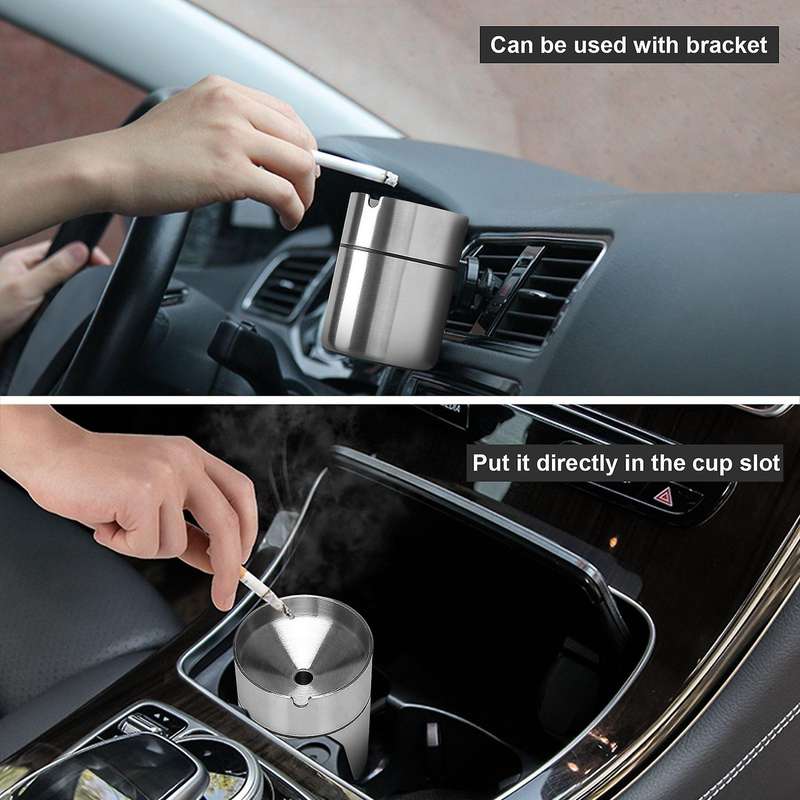 Stainless Steel Car Auto Cigarette Ashtray Ash Holder Lid Ashtray