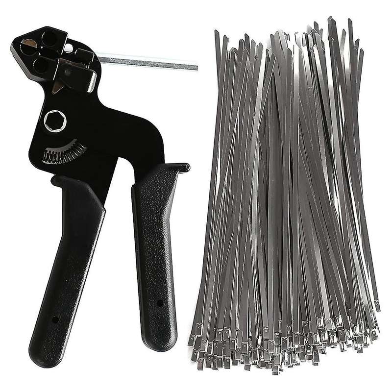 Stainless Steel Cable Tie Hand Tool, Cable Tie Tool Set, with 200 Stainless Steel Cable Ties, for Bu