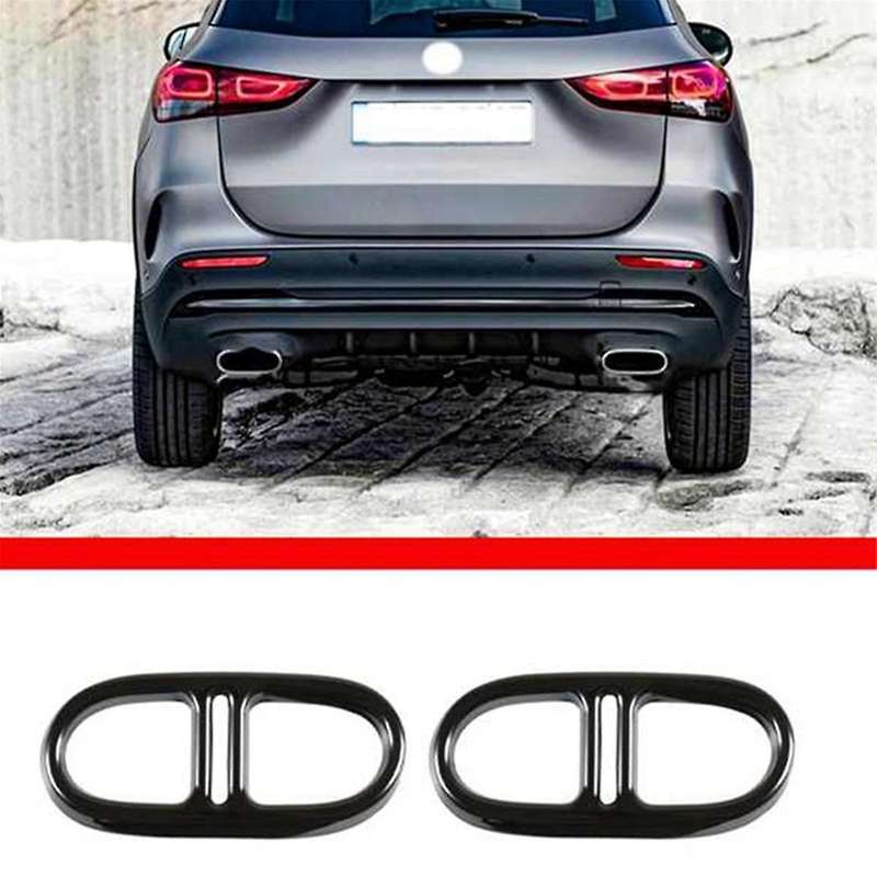 Stainless Steel Car Rear Exhaust Tail Pipe Cover Trim for - GLA/ 2020-2021 Muffler Decoration Frame