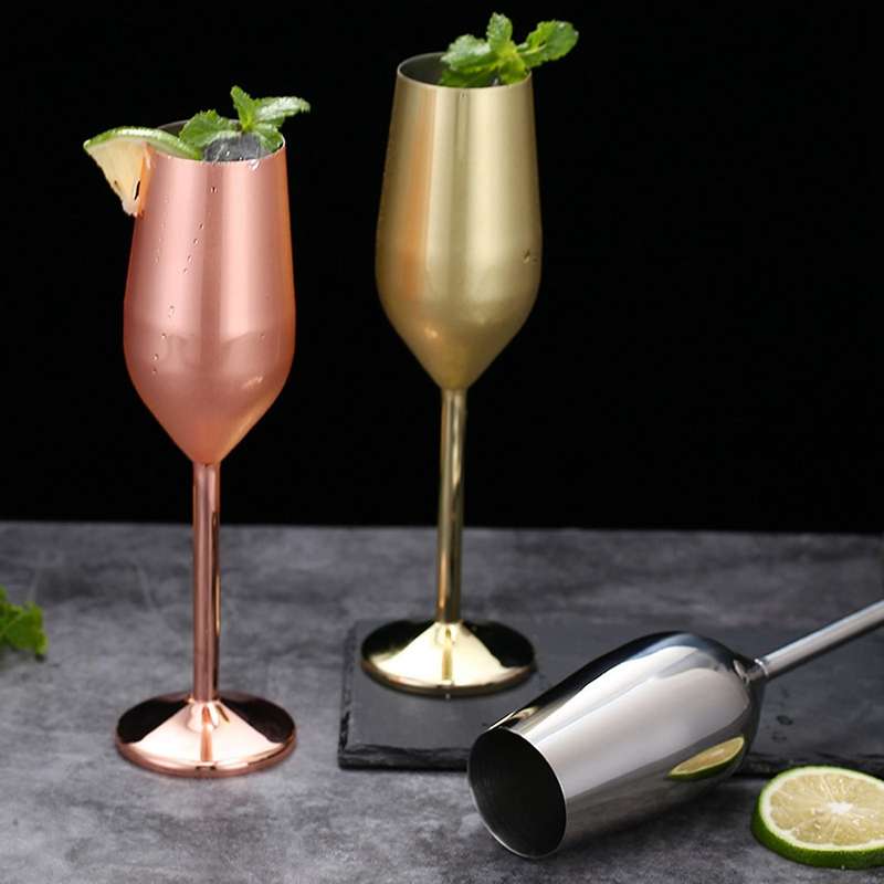 Stainless Steel Champagne Cup Wedding Toasting Champagne Wine Glass Cocktail Glass Restaurant Goblet