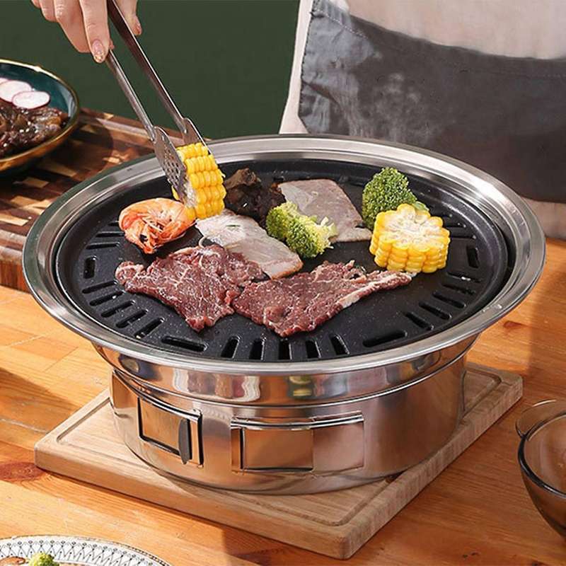 Stainless Steel Charcoal Barbecue Grill Set,Non-Stick Barbecue Grills Portable Bbq Grill Carbon Stov