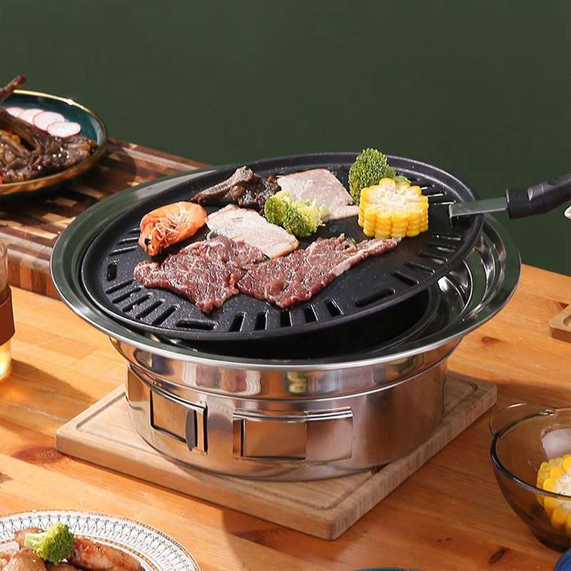 Stainless Steel Charcoal Barbecue Grill Set,Non-Stick Barbecue Grills Portable Bbq Grill Carbon Stov