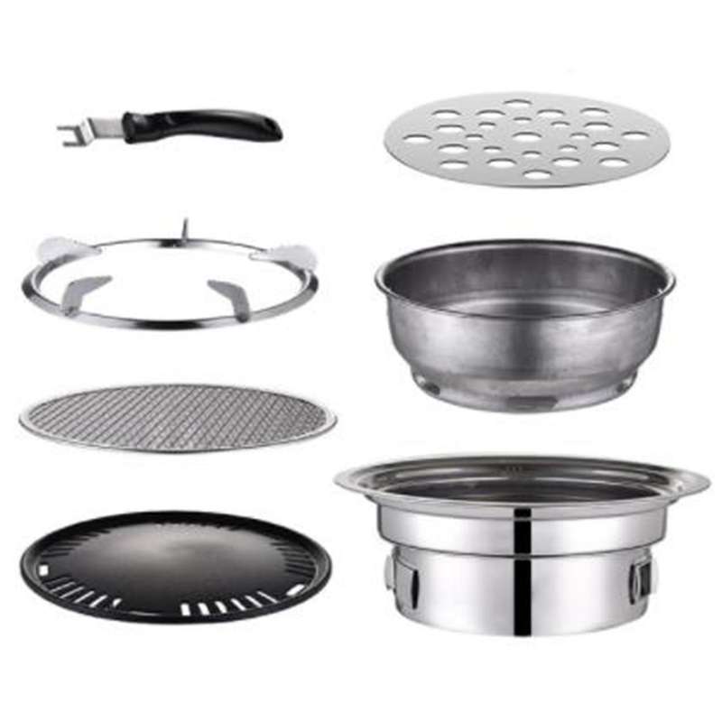 Stainless Steel Charcoal Barbecue Grill Set,Non-Stick Barbecue Grills Portable Bbq Grill Carbon Stov