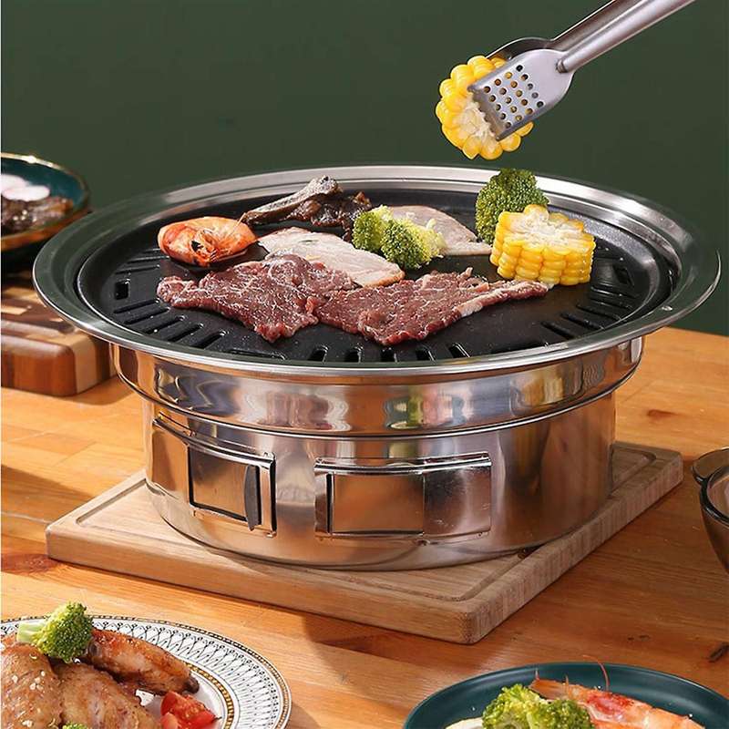 Stainless Steel Charcoal Barbecue Grill Set,Non-Stick Barbecue Grills Portable Bbq Grill Carbon Stov