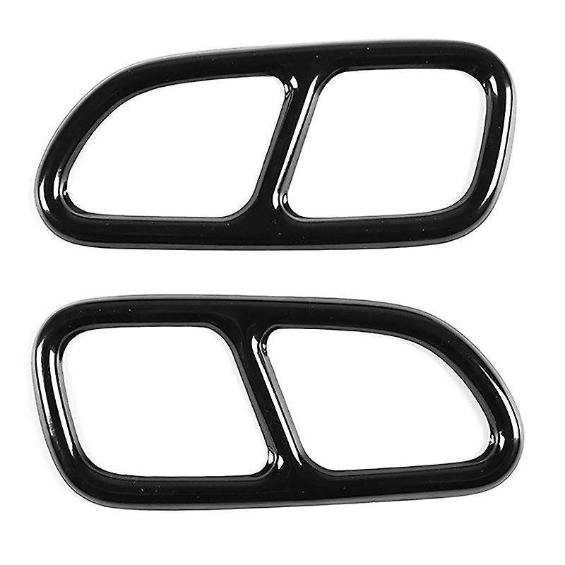 Stainless Steel Car Rear Tail Throat Decor Frame Car Exhaust Pipe Trim Cover Stickers for CLA Black