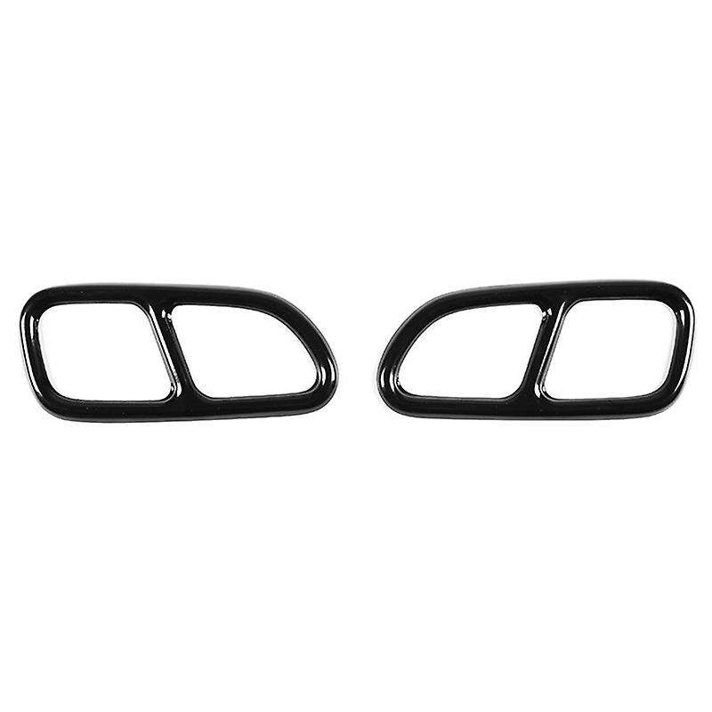 Stainless Steel Car Rear Tail Throat Decor Frame Car Exhaust Pipe Trim Cover Stickers for CLA Black